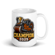The Mean Machine football mug 15oz, personalized team name side, handle on right