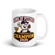 Sons of Pitches fantasy baseball champion mug 15oz, personalized team name side, handle on right