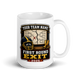First Round Exit 15oz mug, personalized team name side, handle on right