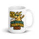 Baseball GOAT Champion personalized 15oz white mug, personalized team name side, handle on right