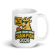 Basketball GOAT Champion personalized 15oz white mug, personalized team name side, handle on right