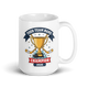 Trophy fantasy hockey champion mug 15oz, personalized team name side, handle on right